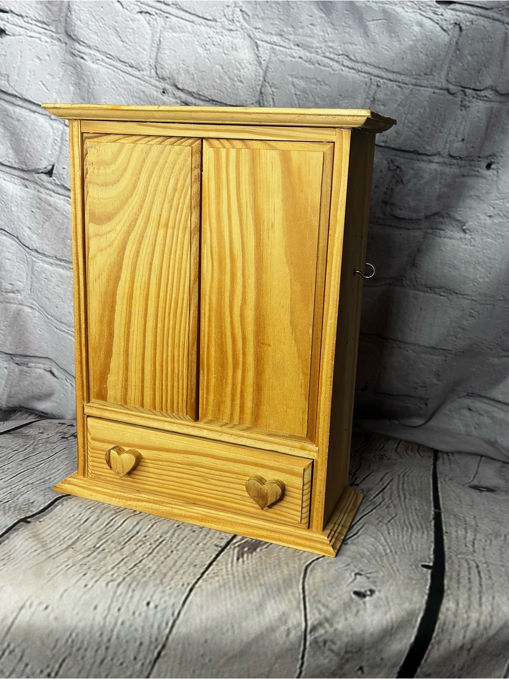 11" whimsical shabby chic small wooden wardrobe cabinet primitive cottagecore